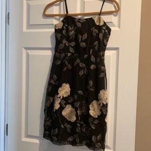 Black flower print dress